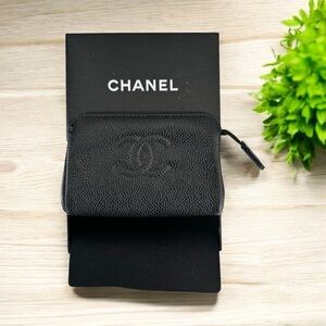 Authentic CHANEL Black Caviar Leather Mini Pouch with Box & Dust Cover